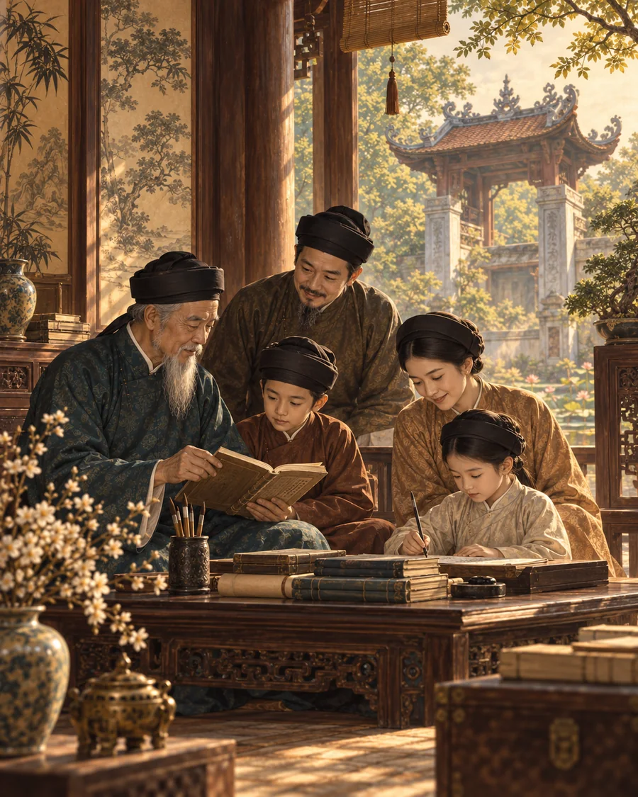 Minh họa các dòng họ hiếu học